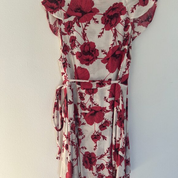 Free People French Quarter Floral Printed Mini Wrap Dress White Pink Size Small - Picture 6 of 7